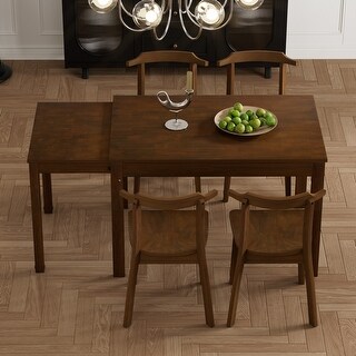 Large 65" Expandable Dining Table Set with Pull Out Side Table 4 Chairs ...